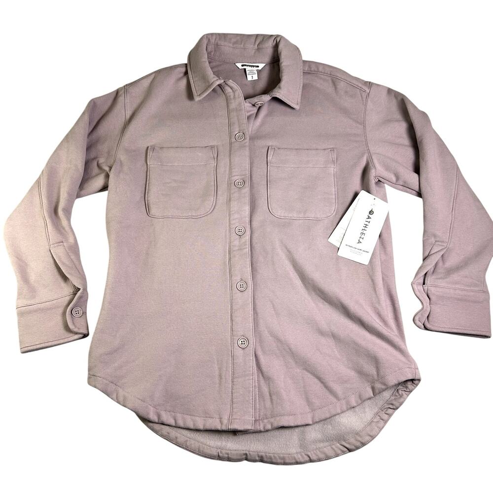 NWT Athleta Retroplush Shirt Jacket Lavender Women's Small Cozy Elevated Basic - Picture 2 of 9